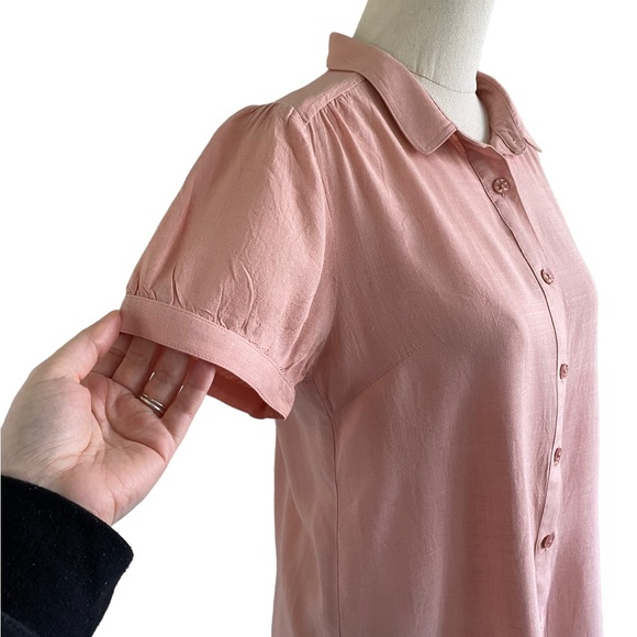 PRINCESS HIGHWAY Sz8 Peach puff sleeve button down collared top - Picture 2 of 10